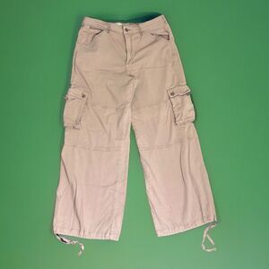Anthropologie Pilcro Womens Cargo Pants 31 Beige Baggy Straight Leg Utility